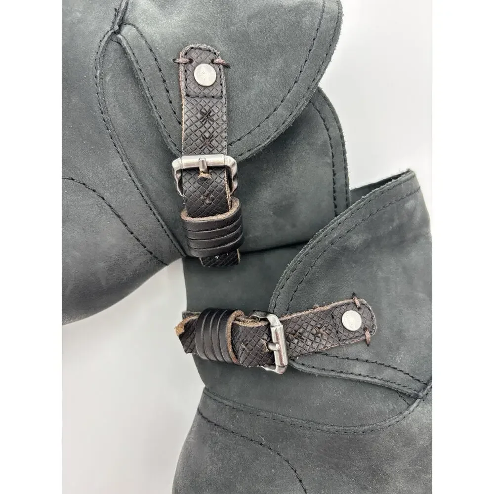 OTBT Gallivant Ankle Boots Lace Up Soft Black Grey Size 8.5